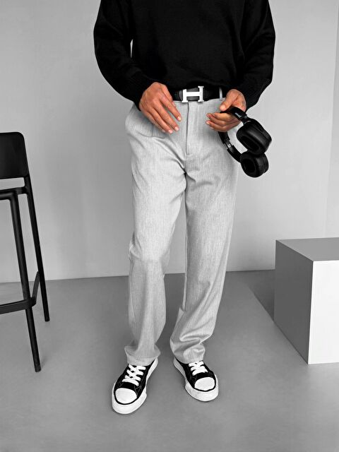 Abluka Online Baggy Fit Beli Lastikli Rahat Erkek Pantolon Gri - S000270867-20600