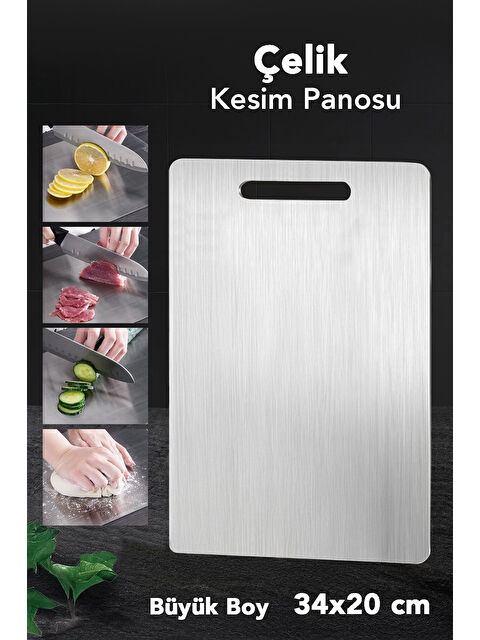 Meleni Home 1 Adet Paslanmaz Çelik Kesme Tahtası