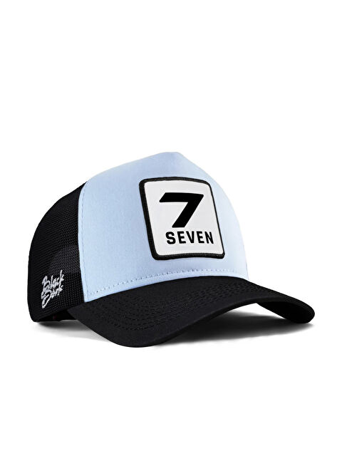 BlackBörk 7 Numara Logolu Siyah-Buz Mavi Trucker Şapka