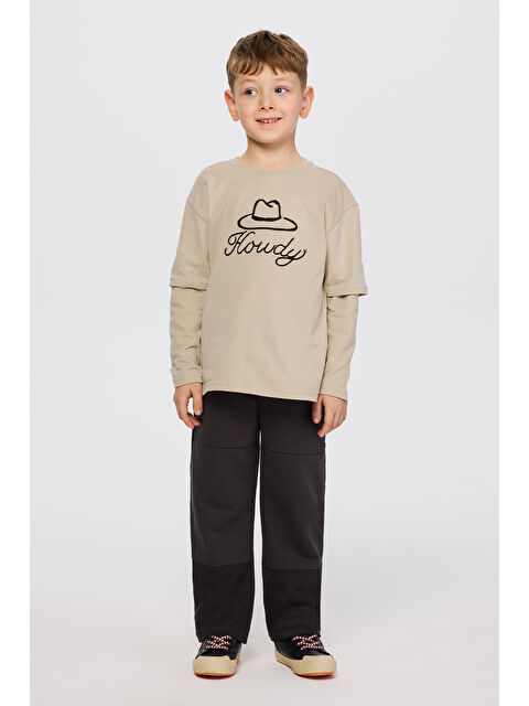 Panço Erkek Çocuk Uzun Kollu Bej Tişört - S000516200-19928