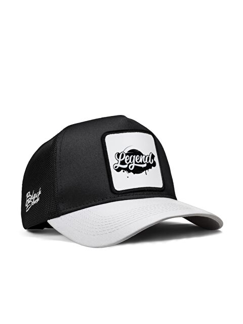 BlackBörk Legend Logolu Beyaz-Siyah Trucker Şapka
