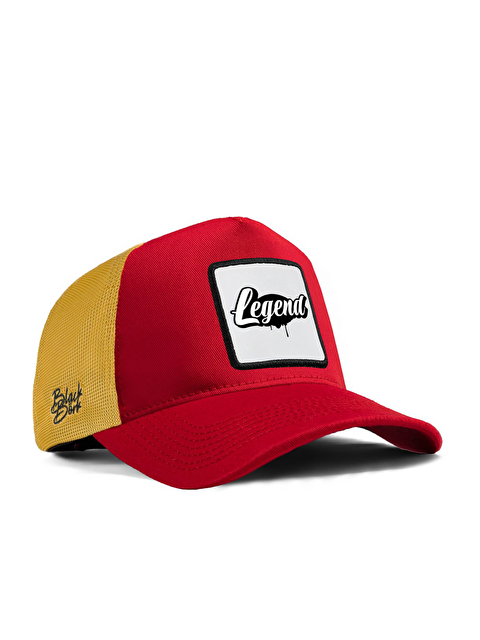 BlackBörk Legend Logolu Kırmızı-Sarı Trucker Şapka