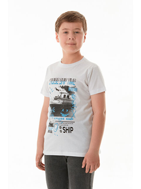 Fullamoda %100 Cruise Ship Time Baskılı Erkek Çocuk Tişört - S000381142-20063