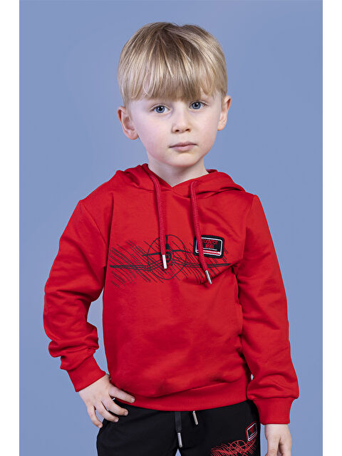 Toontoykids Erkek Çocuk Kapüşonlu Baskılı Sweatshirt