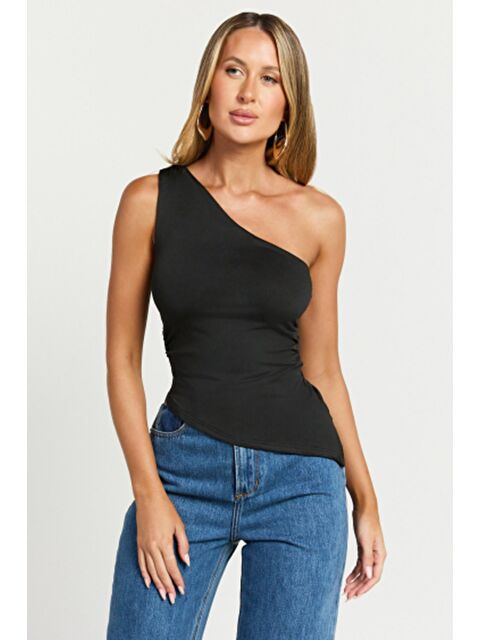 Madmext Siyah Tek Omuzlu Basic Kadın Body Mg2498 - S000439991-19351
