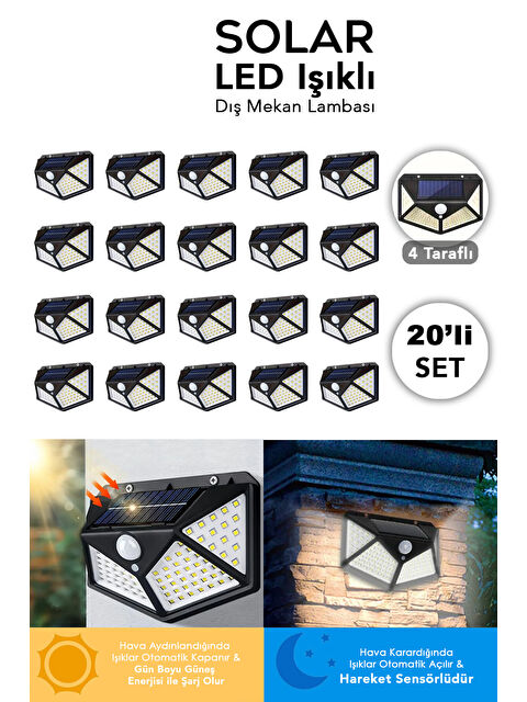 Meleni Home 20 Adet Güneş Enerjili Duvar Lambası