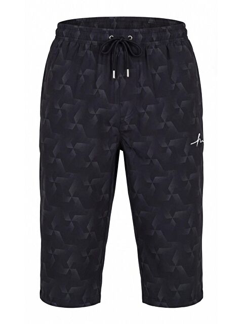 Haşema Geometrik Desenli Siyah Erkek Uzun Havuz Ve Deniz Şortu 6005 - S000527423-37491