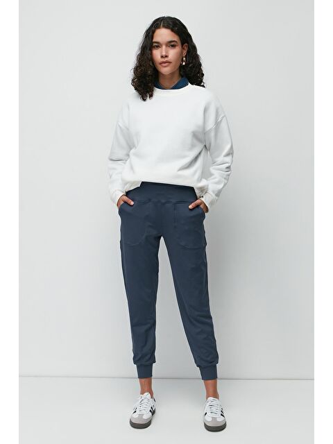 C&City Yüksek Bel Manşetli Paça Jogger Eşofman Altı 811 İndigo - S000216055-23093