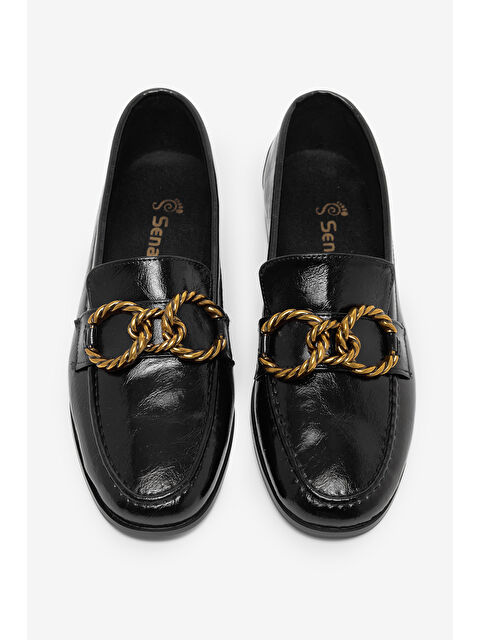 TONNY BLACK Kadın Siyah Kadın Deri Loafer Toka Detaylı Rahat Günlük Babet - S000512734-19351
