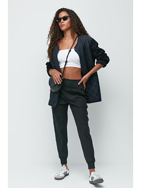 C&City Yüksek Bel Manşetli Paça Jogger Eşofman Altı 811 Siyah - S000216055-19351