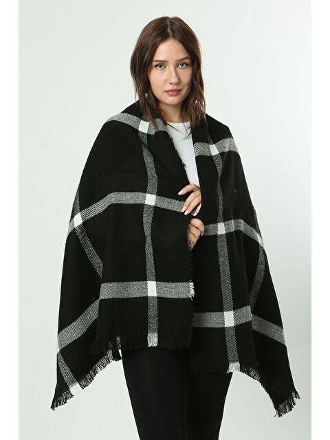 Remsa Kare Desenli Atkı Omuz Şalı 70X180 cm 1234 Siyah - S000288178-37246