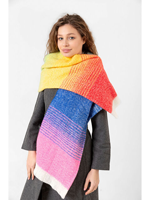 Remsa Çok Renkli Buklet Atkı Şal 67x197 cm 1288 Pembe - S000288179-37243