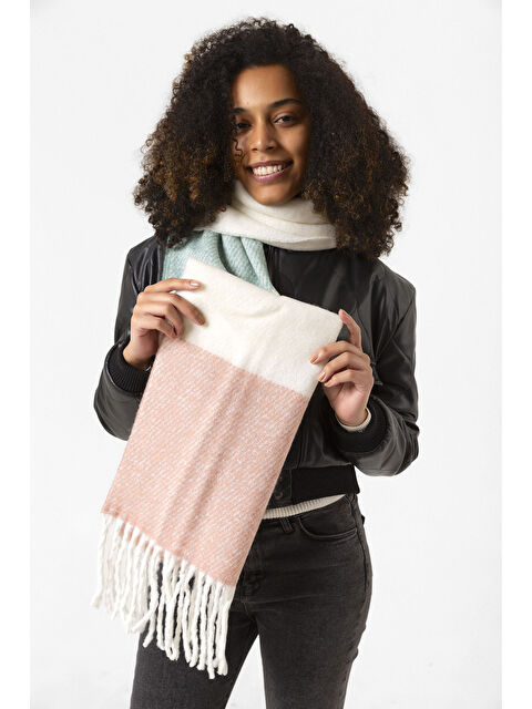 Remsa Püsküllü Buklet Atkı Şal 40X210 cm 1290 Pudra - S000288181-37402