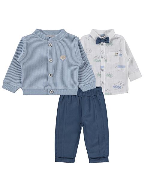 Kumru Papyonlu Hırka 3 Lü 6-18 Ay Takım - Beyaz 6-9 Ay - S000512536-20063