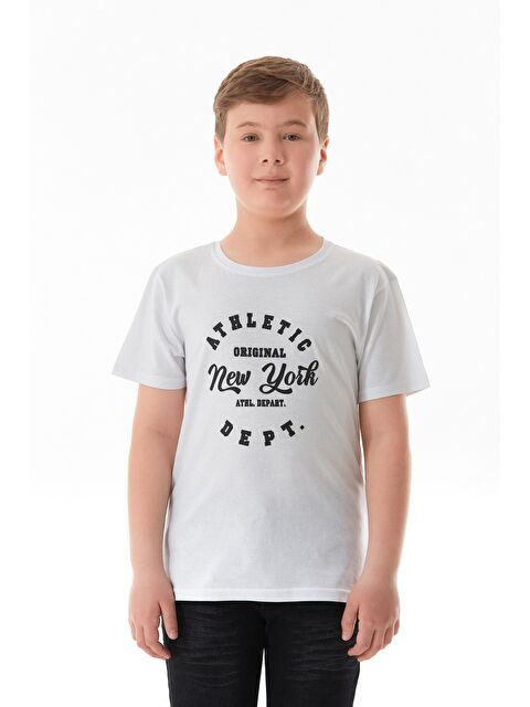 Fullamoda %100 Pamuk Athletic Yazı Baskılı Erkek Çocuk Tişört - S000381140-20063