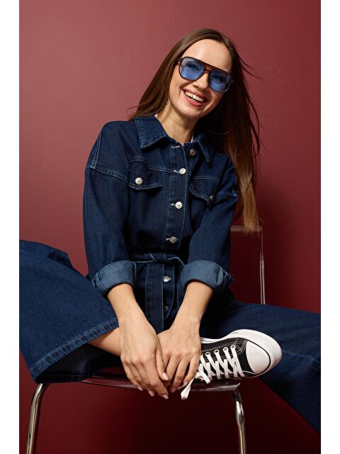 Fullamoda Beli Kuşaklı Düğmeli Jean 2 Li Takım - S000511598-21164