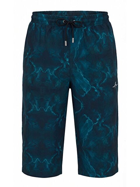 Haşema Dalga Desenli Yeşil Erkek Uzun Havuz Ve Deniz Şortu 6001 - S000527423-18194