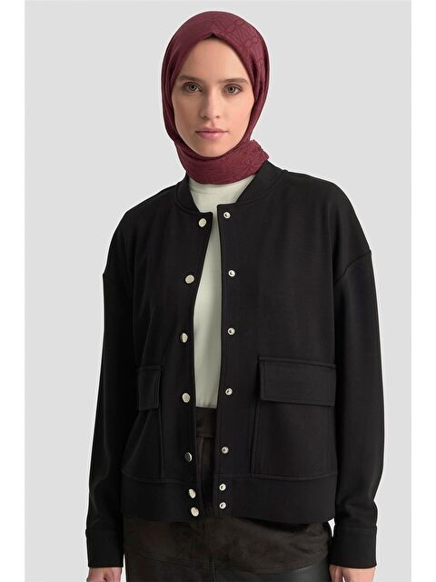 ARMİNE Zımbalı Örme Ceket 25Kd4032 Siyah - S000508439-19351