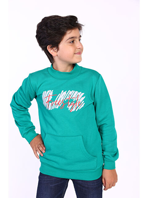 Toontoykids Erkek Çocuk Kanguru Cepli Baskılı Sweatshirt - S000417309-526
