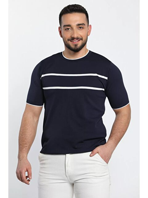 Mishar İtalia Çizgi Detaylı Bisiklet Yaka Erkek T-shirt - S000302792-21164