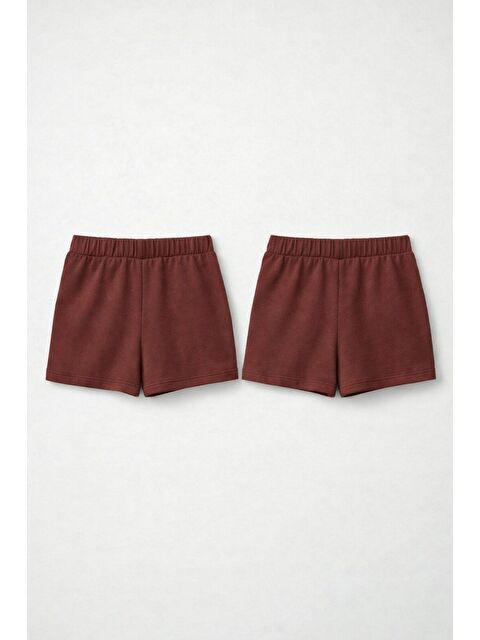 JackandRoy 2li Set Genç Kız Beli Lastikli Basic Pamuklu Şort - S000524814-12388