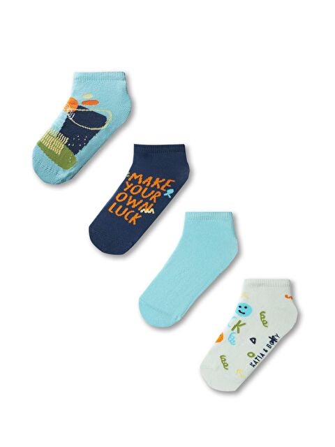 Katia And Bony Erkek Çocuk Gülen Surat Desenli 4'lü Kutulu Patik Çorap - S000153765-17234