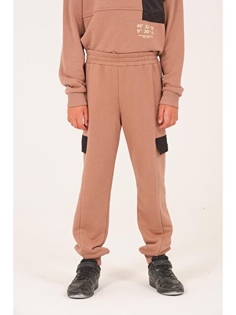 JAZZİEE Unisex Çocuk Cep Detaylı Eşofman Altı - Vizon - S000316671-26429