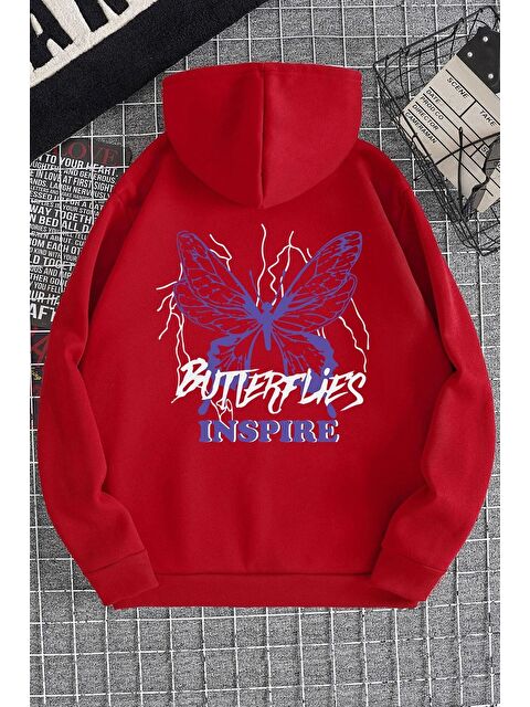 uyguntarz Unisex Butterfly & Letter Graphic Baskılı Sweatshirt - S000269048-20045