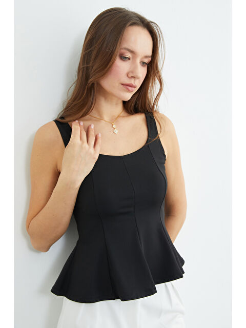 Fullamoda Kalın Askılı Peplum Bluz - S000511244-19351