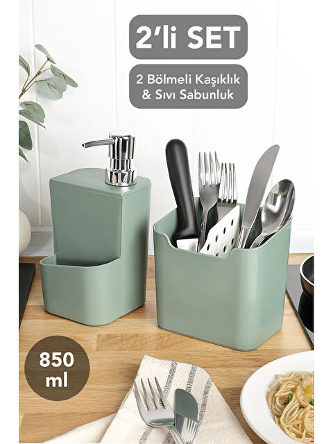 Meleni Home 2'li Süngerlik Bölmeli Sıvı Sabunluk