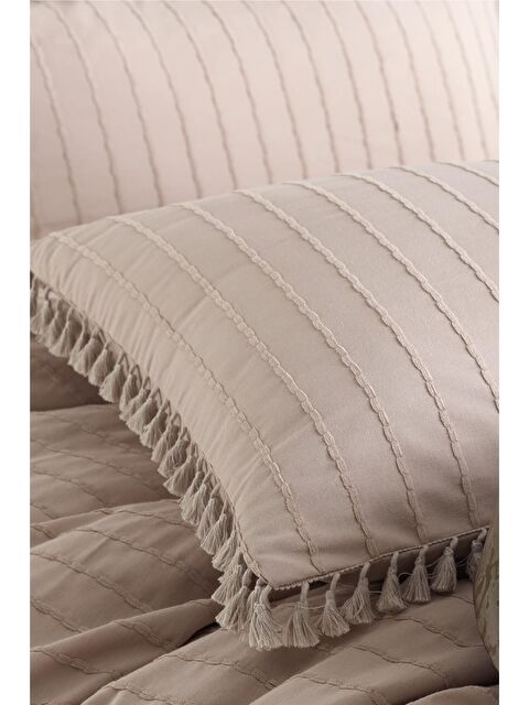 Nordqueen Ranforce %100 Pamuk Püsküllü Yastık Kılıfı 2'li 50x70 Cm Bej - S000245118-19928