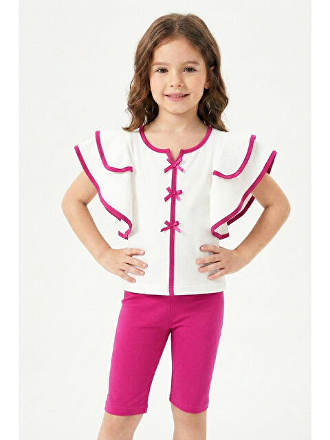 Modanino Kız Çocuk Geniş Omuzlu ve Fırfırlı Alt-Üst Takım 3-8 Yaş 12551 - S000524871-18686