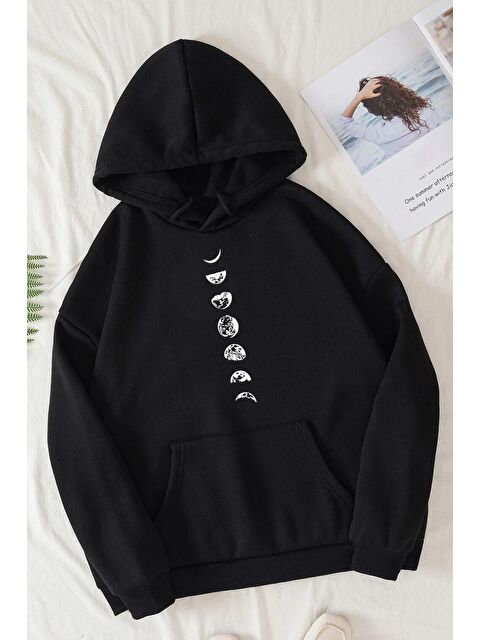 uyguntarz Unisex Moon Phases Baskılı Sweatshirt - S000268936-19351