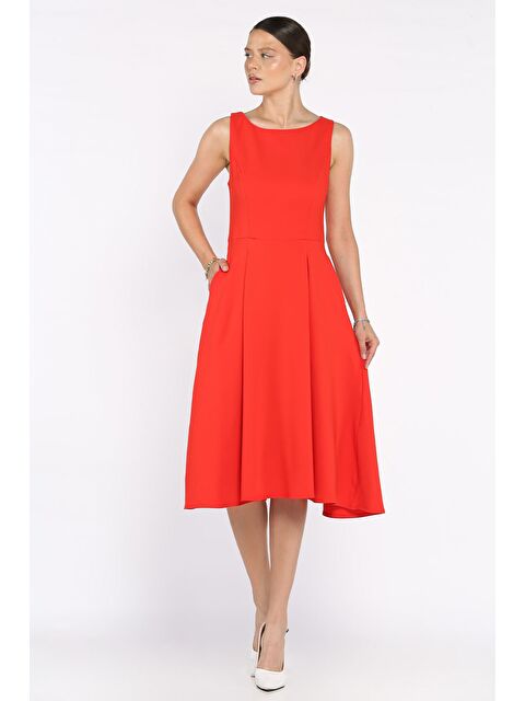 Gülseli Kadın Fermuarlı Cepli Kolsuz Elbise - S000373232-20045