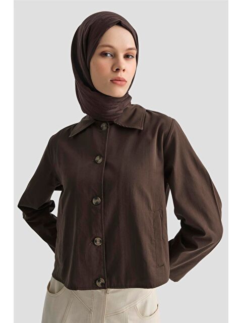 ARMİNE Kısa Blazer Ceket 25Kd9002 Kahverengi - S000508458-19413