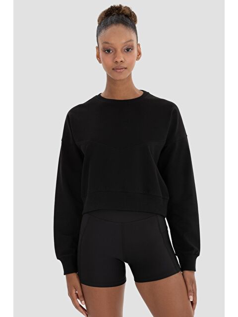 Superstacy Ena Oversize Siyah Crop Sweatshirt - S000221393-19351