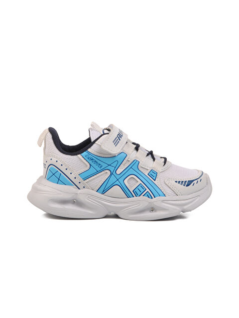 Ayakmod Beyaz Lacivert Cırtlı Fileli Hafif Unisex Çocuk Spor Ayakkabı 2351 P - S000370030-17219
