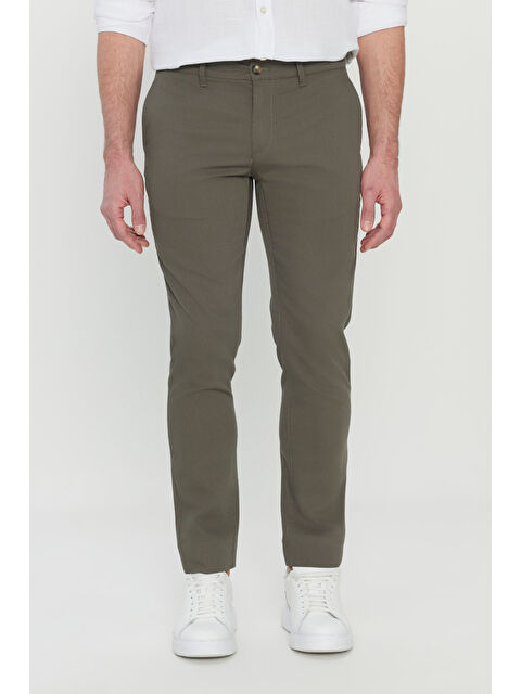 Altınyıldız Classics Erkek Haki Slim Fit Dar Kesim Yan Cepli Desenli Esnek Casual Pantolon - S000527426-18547