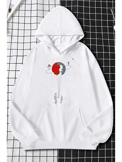 uyguntarz Unisex Evren Temalı Baskılı Sweatshirt - S000268929-20063