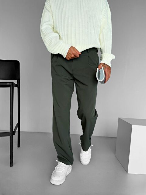 Abluka Online Baggy Fit Beli Lastikli Rahat Erkek Pantolon Haki - S000270867-18547