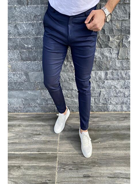 Oksit Zooma Armül Desenli Slim Fit Elastanlı Keten Chino Pantolon - S000124528-21164