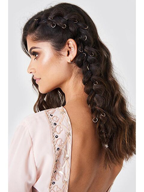 New Obsessions 16 Adet Sallantısız Altın Rengi Serious Saç Küpesi - S000187429-20076