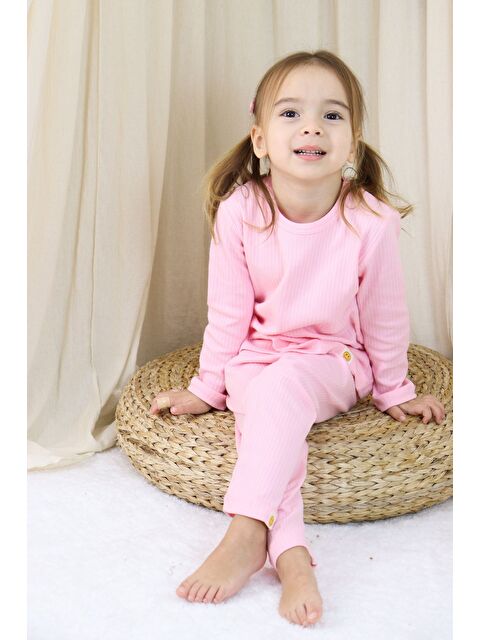 ZUZUNGA Basic Fitilli İnterlok Kumaş %100 Pamuk 1-5 Yaş Beyaz Bebek Pijama Takımı - S000524876-20024