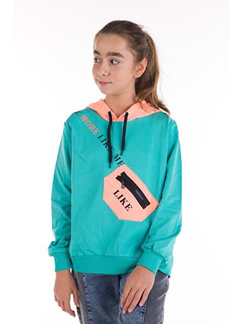 Pengai Kız Çocuk Like Yazı Baskılı Çantalı Kapüşonlu Sweatshirt 14181 - S000113748-18194