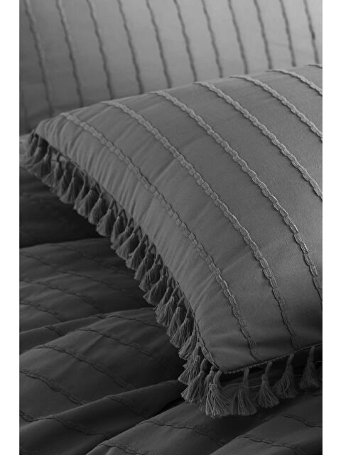 Nordqueen Ranforce %100 Pamuk Püsküllü Yastık Kılıfı 2'li 50x70 Cm Füme - S000245121-33408