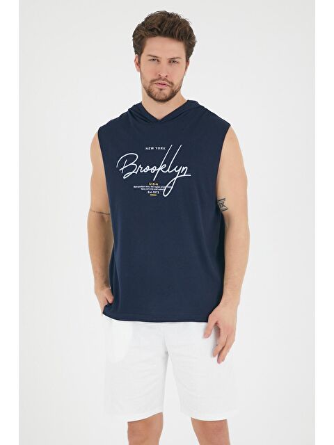 Süperlife Erkek Kapüşonlu Regular Fit Kolsuz Tişört SPR22TS118 - S000013456-21164