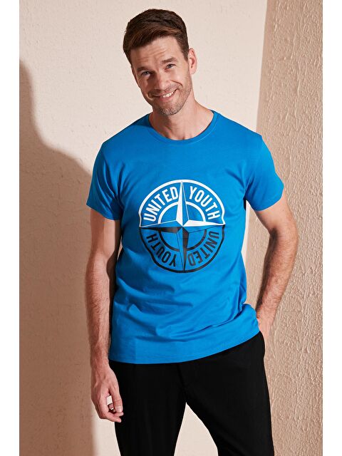 Buratti Baskılı Bisiklet Yaka % 100 Pamuk Slim Fit Tişört 541PUSULA - S000001736-17234