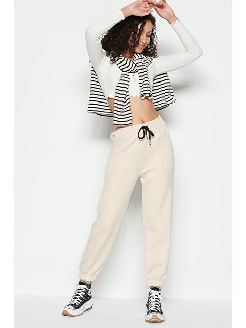 C&City Jogger Lastikli Spor Eşofman Altı 806 Krem - S000216051-19966