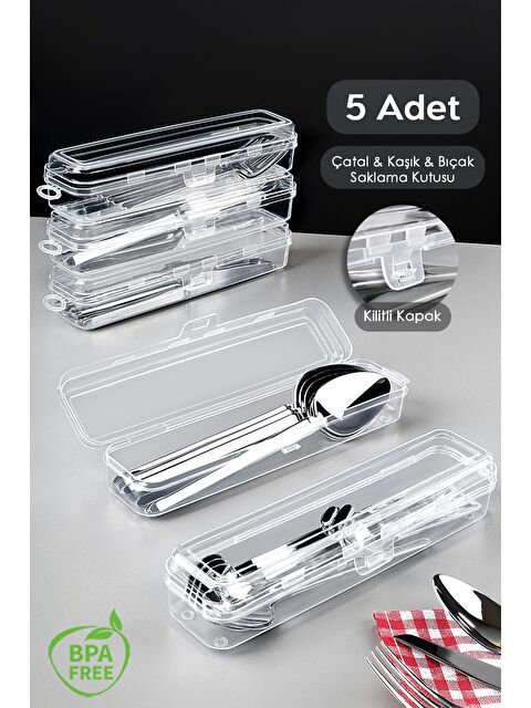 Meleni Home 5 Adet Kaşıklık Saklama Kabı Kaşık Çatal Taşıma Kabı Çok Amaçlı Düzenleyici - S000385135-26865