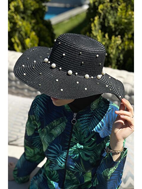 Remsa Mayo İncili Hasır Şapka Siyah RŞ-62 - S000149160-19351